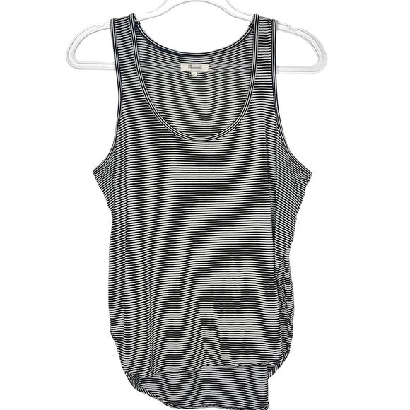 MADEWELL Strum Tank Top Racerback Side Slit Doran Stripe Black White Size Medium - Picture 5 of 11